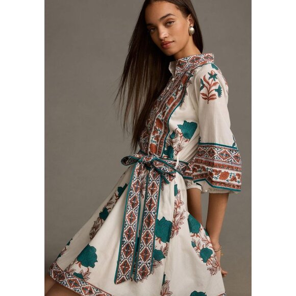 NWT Anthropologie Sue Sartor Flounce Shorty Dress-sz Medium Petite - Picture 3 of 12